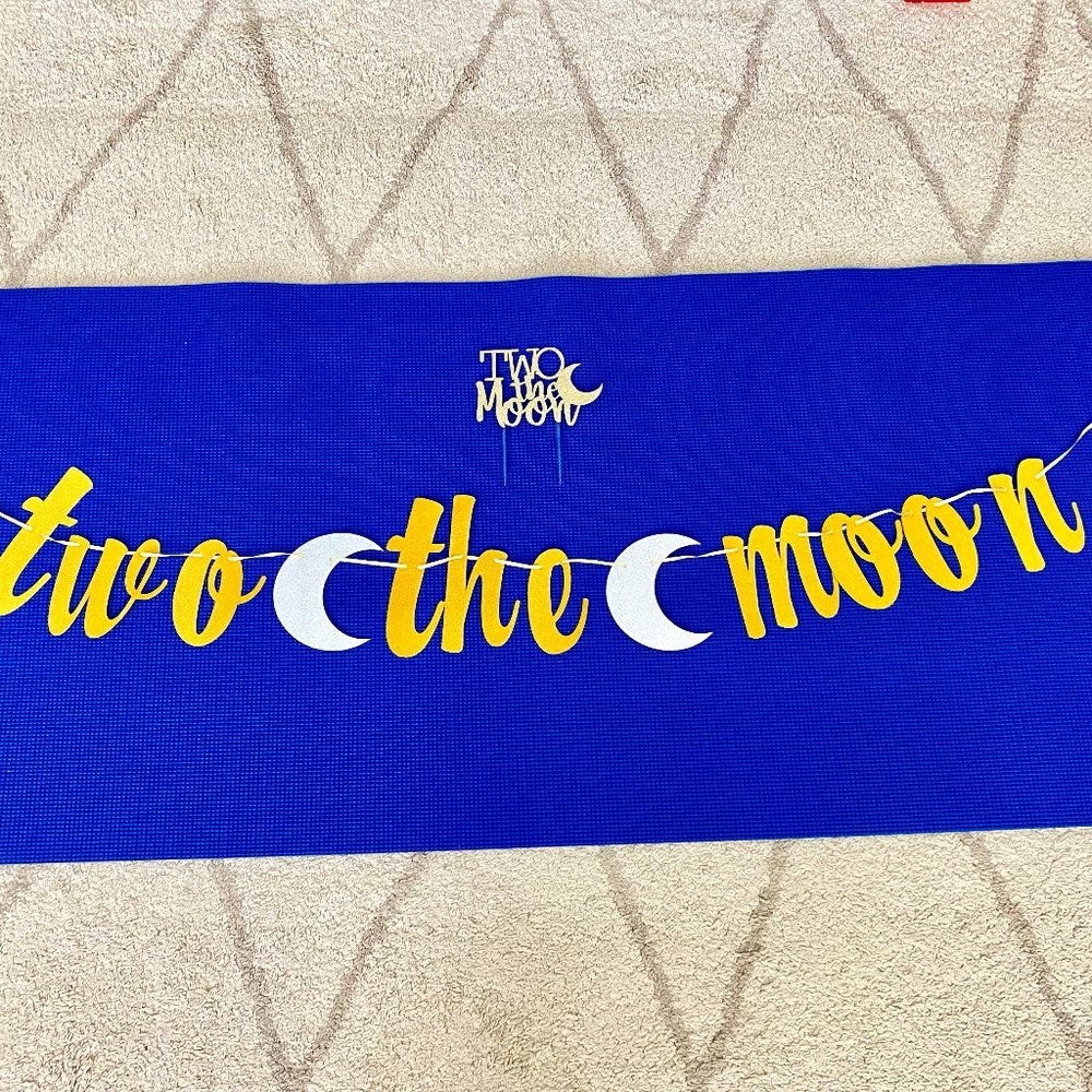 Two The Moon Cake Topper and Banner